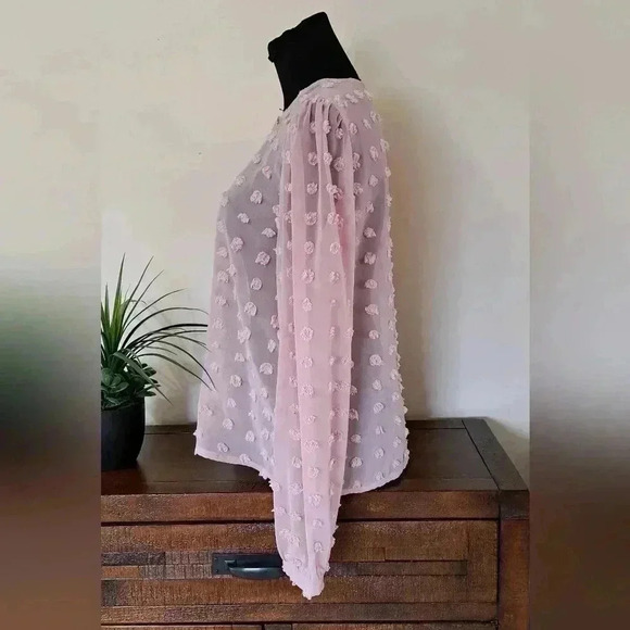 ❤️ Pretty Pink Shein Long Sleeved Sheer Blouse - Picture 4 of 11